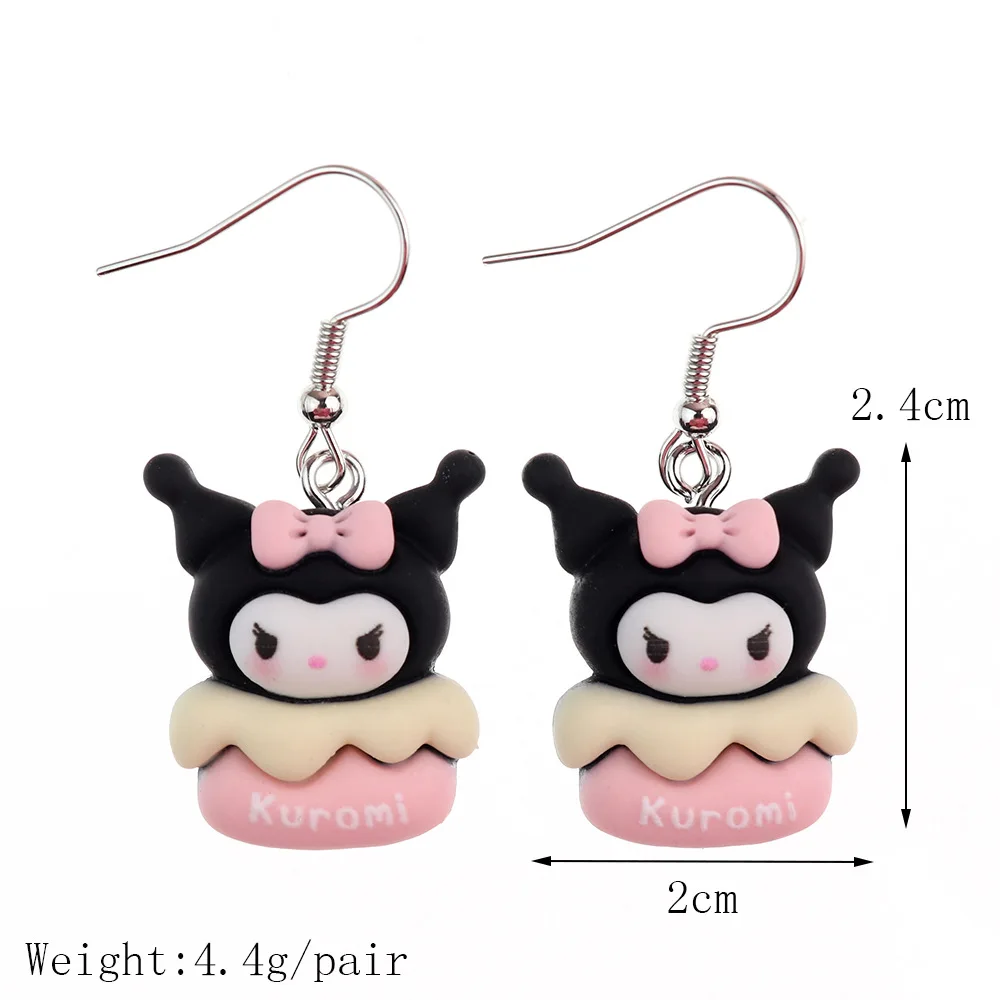 Cute Anime Kuromis Earrings Sanrio Creative Childlike Interest Girl Heart Ear Hook Cartoon Pendant Fashion Jewelry Birthday Gift