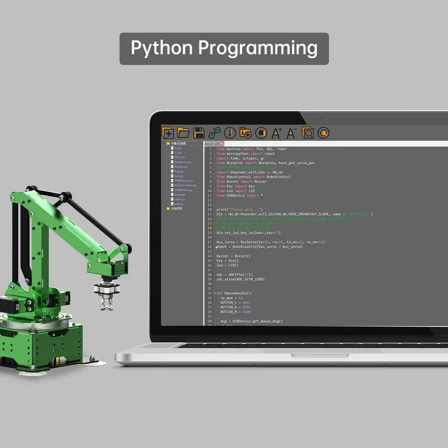 ذراع روبوت مع قضبان توجيه ، كوب شفط ، مناور روبوتات بتحكم عن بعد لاردوينو ، AI Python ، ESP32 ، قابلة للبرمجة ، مجموعة تصنعها بنفسك ، 5 محاور