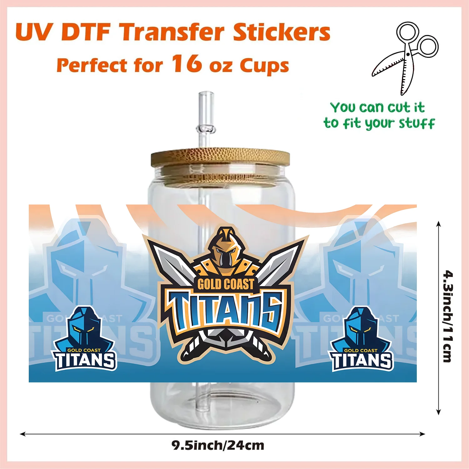 شعار فريق الرجبي الوطني 16 أونصة ملصقات كوب الماء UV DTF ملصق هدية كأس دوري الرجبي يلتف ملصقات ثلاثية الأبعاد