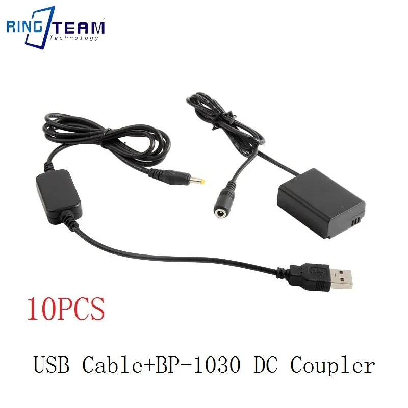 10PCS USB 8.7V Cable + BP-1030 Dummy Battery BP1030 DC Coupler for Samsung NX210 NX1000 NX200 NX300 Camera