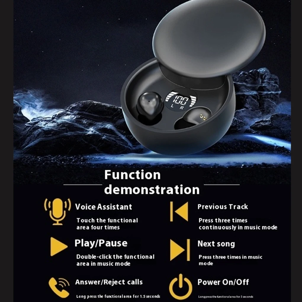 سماعات نوم غير مرئية بلوتوث 5.4 سماعات أذن صغيرة TWS لاسلكية HIFI ستيريو للحد من الضوضاء سماعات مقاومة للماء