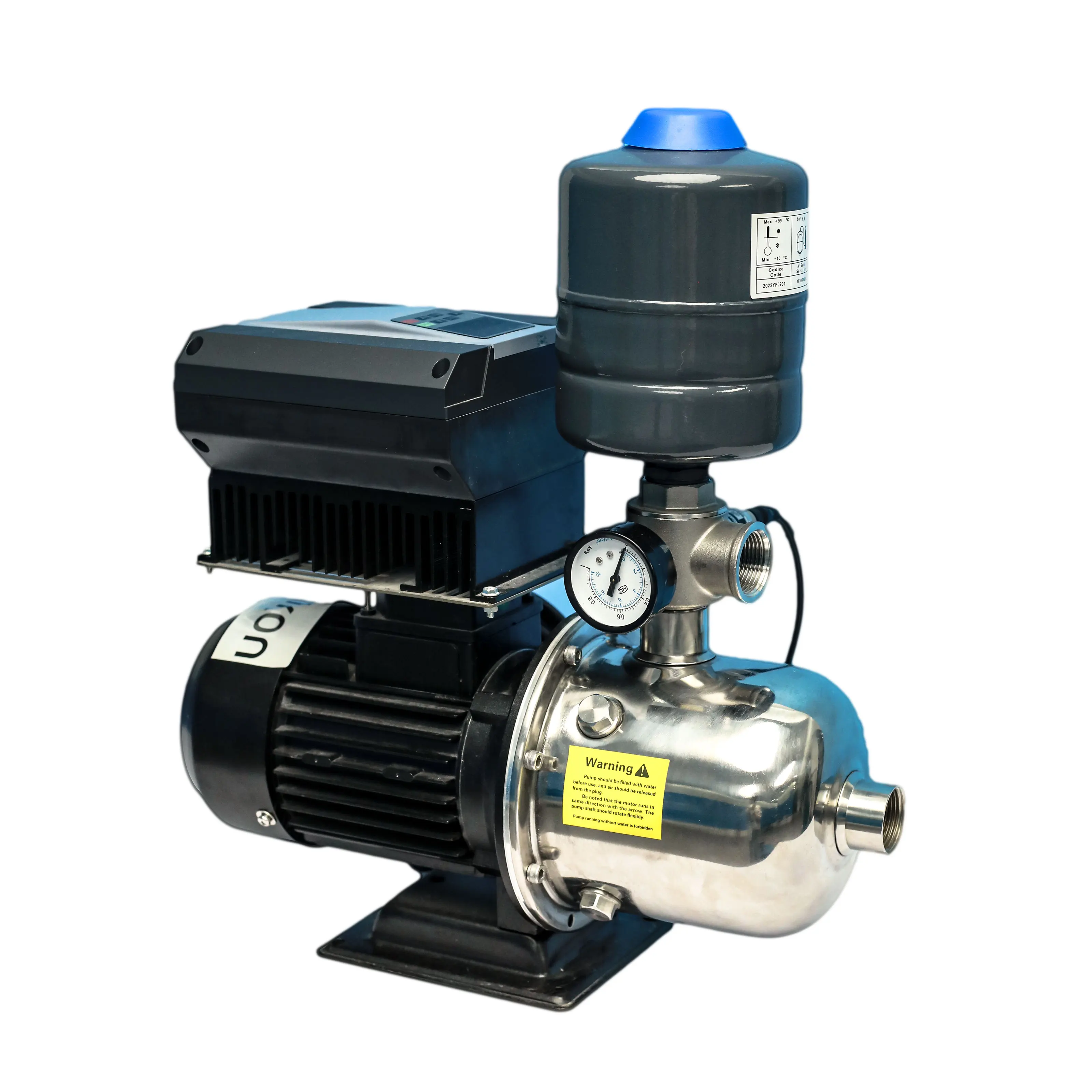 

HCML horizontal constant pressure vfd control 2L tank head 65m SS304 single stage Booster pump