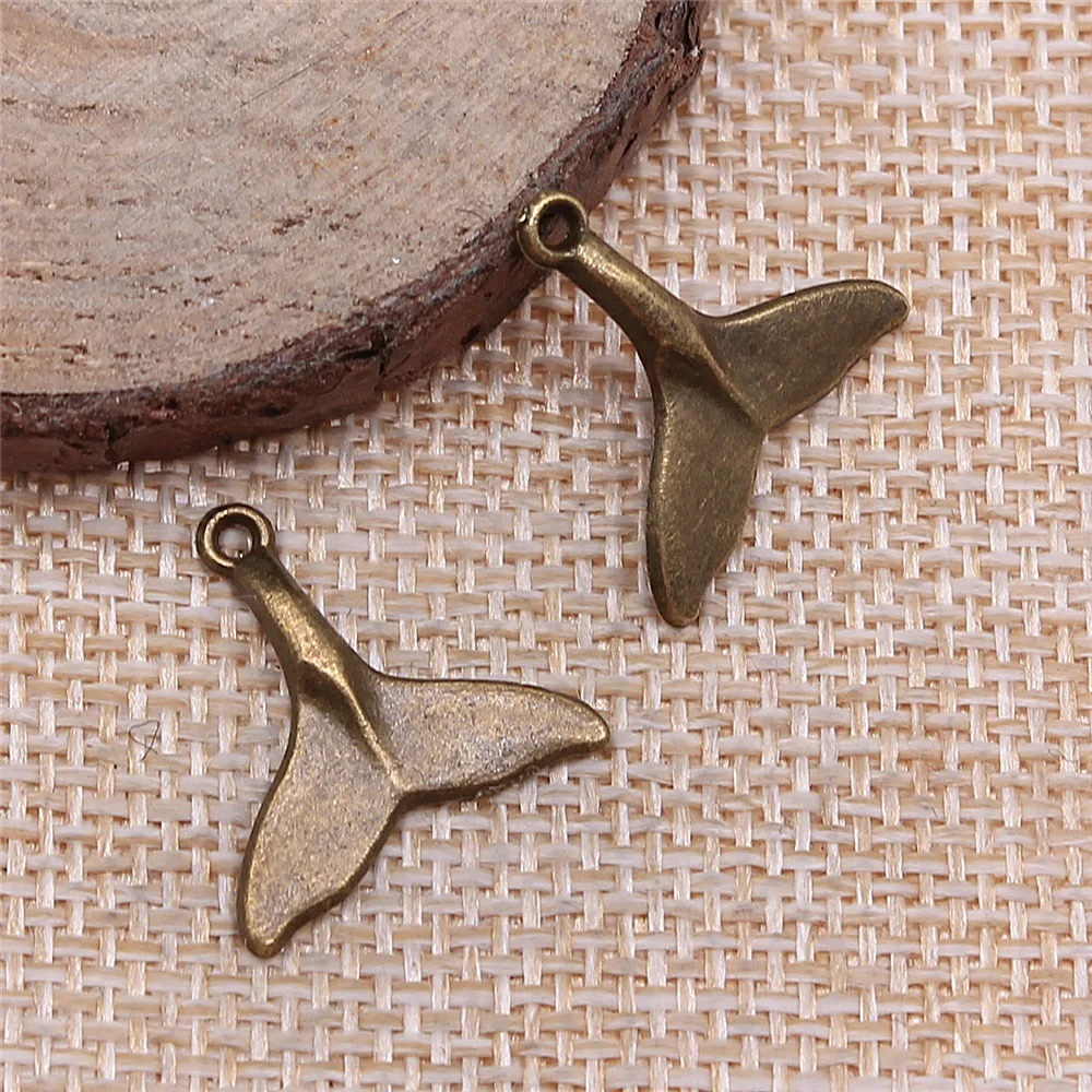 WYSIWYG 10pcs 19x19mm Antique Bronze Color Whale Tail Charms Pendant For DIY Jewelry Making Handmade Jewelry Craft Findings