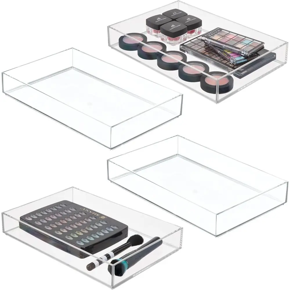 

Makeup Der Organizer Tray or Vanity or Bathroom Countertop - Set o 4 Clear