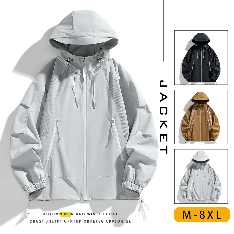 

Korea Fashion Oversize 5XL 6XL 2024 Casual Men's Black Windbreaker Jackets Long Trench Coat For Spring Autumn Winter Clothes