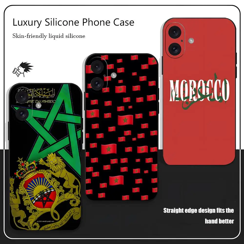 Чехол для телефона с флагом Марокко для iPhone 17, 16, 15, 14, 13, 12, X, XR, XS, 8 Plus, Mini, Pro, Max – мягкий, черный, противоударный