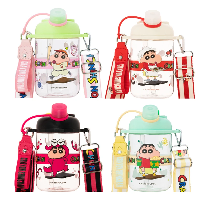 Kawaii Crayon Shin Chan Bobo Space Cup Anime Cute Cartoon 580Ml Tritan Material Double Drinking Strap Water Cup