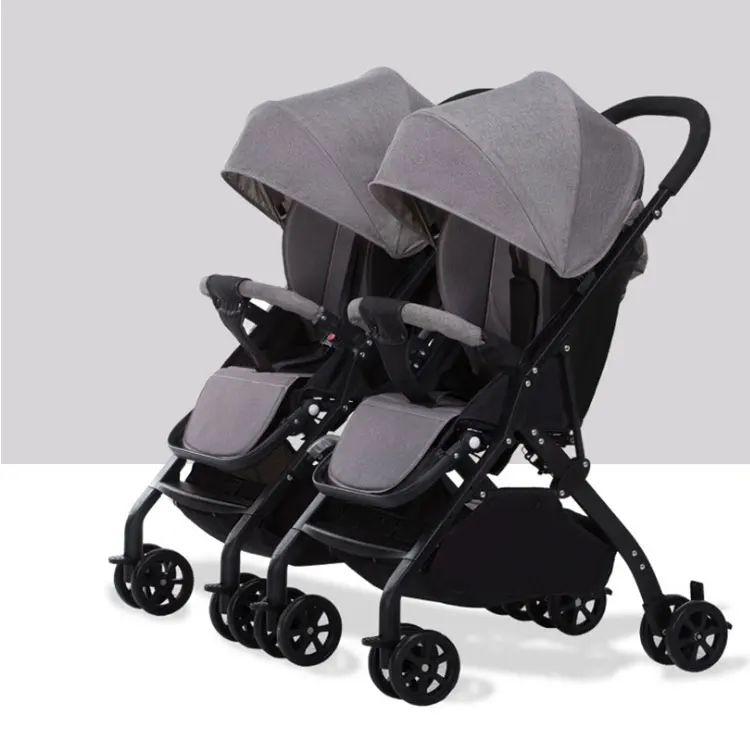 Shock absorb aluminum alloy frame flax double seats baby lightweight double strollers