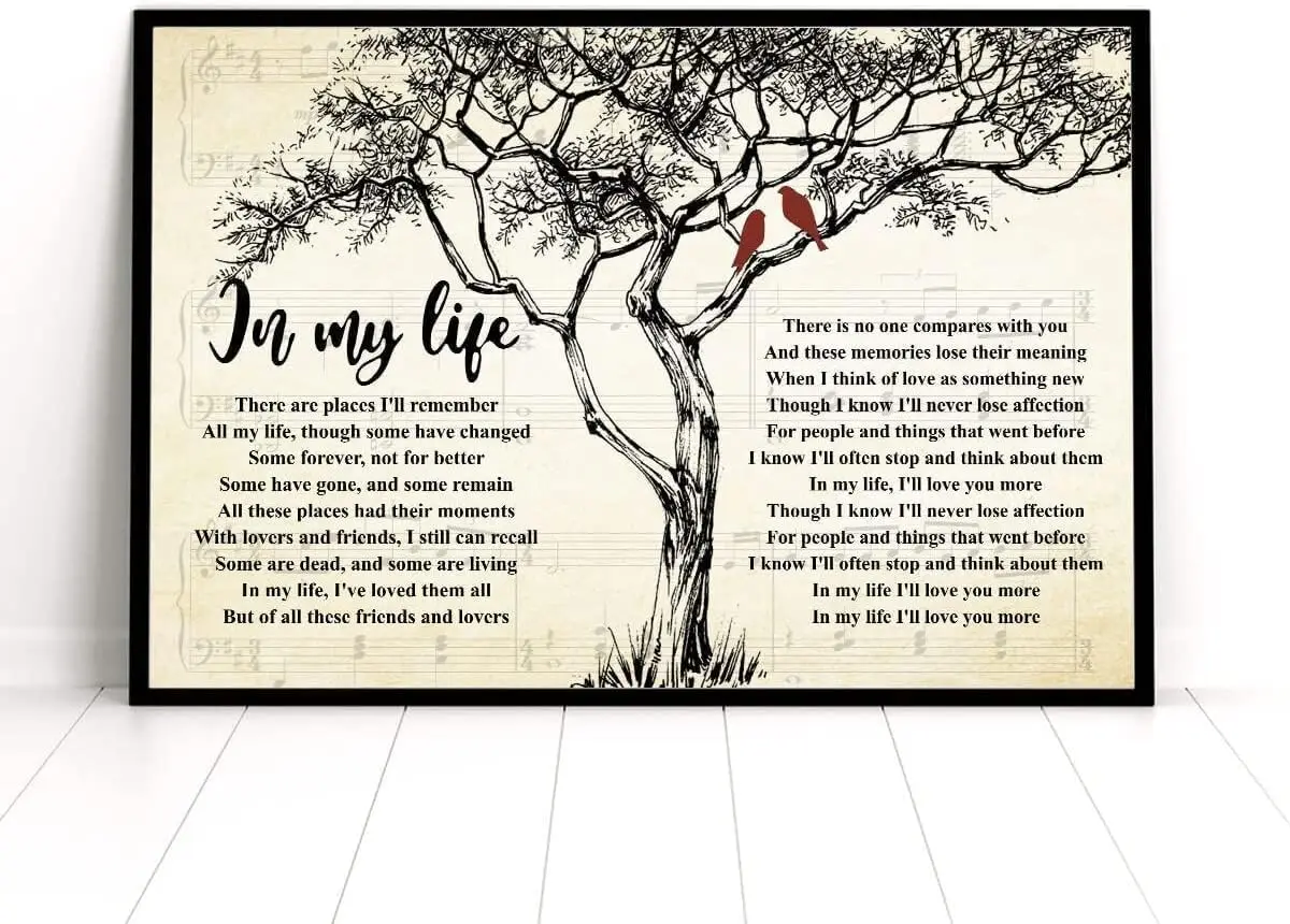 in My Life The Lyrics Landscape Metal Poster, Metal Art Print, in My Life Wall Art Metal Tin Sign 8x12 Inch sign