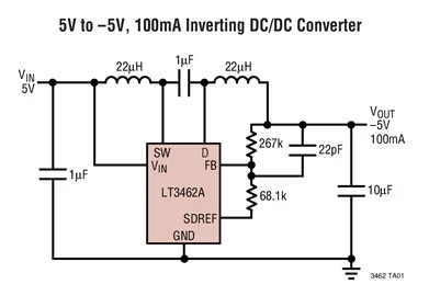 LT3462AES6 LT3462ES6 LT3462 - Conversores DC/DC inversores de 1,2 MHz/2,7 MHz com Schottky integrado em ThinSOT