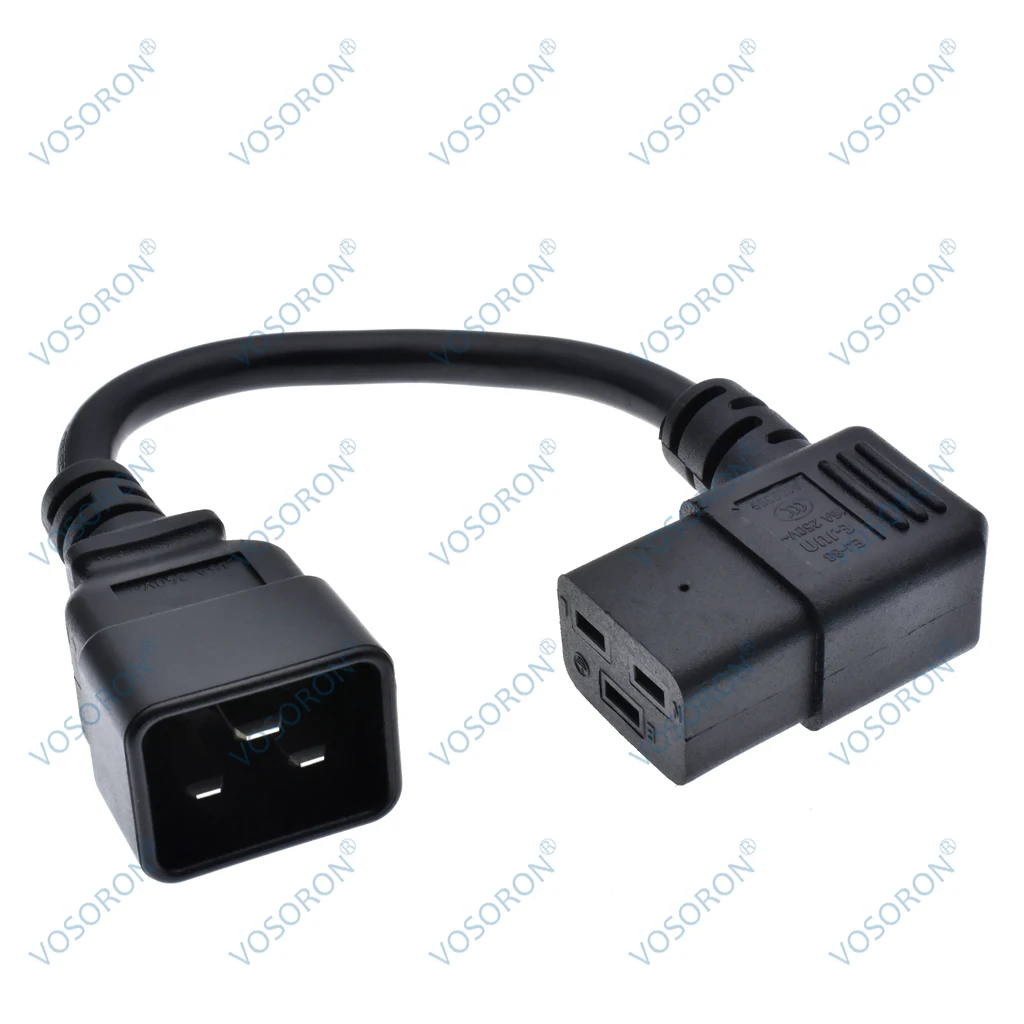 IEC320 C20 to Right Angle C19 Power Cable Cord for Server/PDU 16A Heavy-Duty Computer Power Cord L-shaped