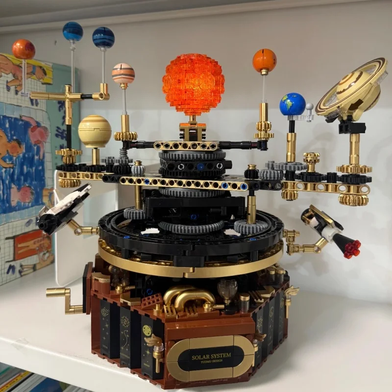 Elektrisch roterend universum Elektrisch zonnestelsel Lichtbouwstenen Zon Aarde Model Ruimte Wetenschap Onderwijs Kerstcadeau