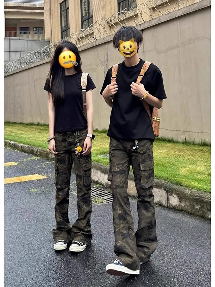 

Облегающие камуфляжные джинсы для рабочей одежды, мужские летние тонкие прямые брюки-клеш, дышащие удобные джинсы свободного покроя