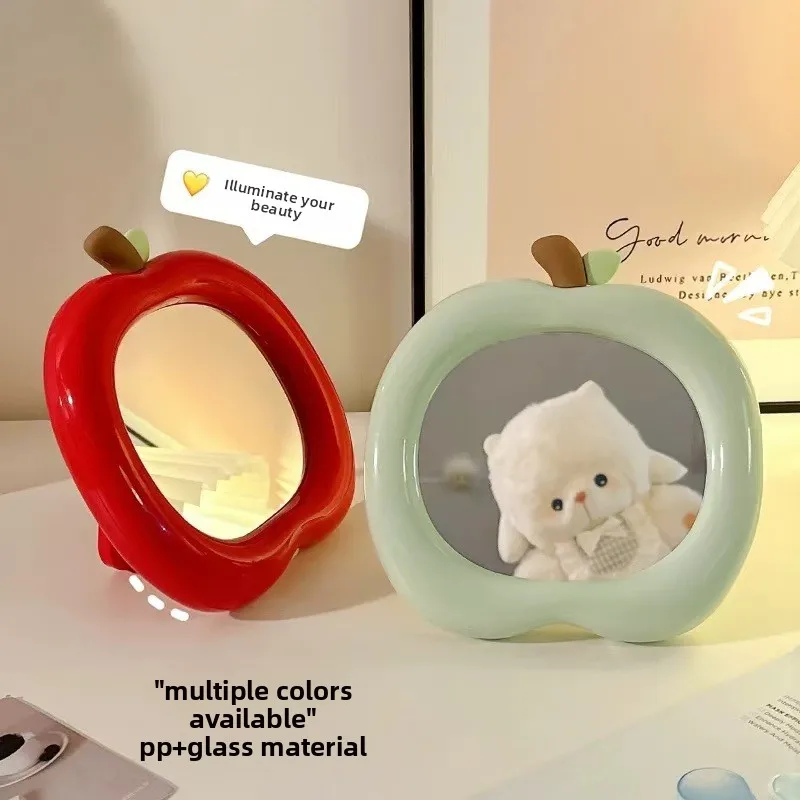 Espelho de maquiagem de frutas bonito portátil pequeno espelho escritório desktop casa espelho de maquiagem