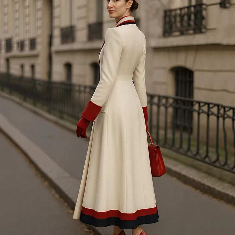 Herfst WinterTemperament Dames Wollen Jas 2025, Nieuwe Stijl Tweekleurige Wollen Overjas Double-Breasted Hoogwaardige Lange Jas H749