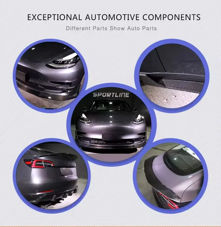 for Tesla Model 3 Sporty design auto modification parts glossy premium carbon car bodykit