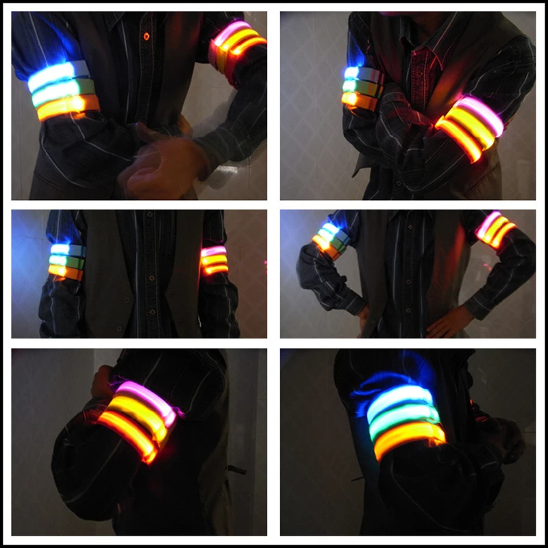 1/3/5PCS Usb Rechargeable Strip Running Light Reflective Safety Armband Led Led Bracelet Flashing Luminous Running Armband