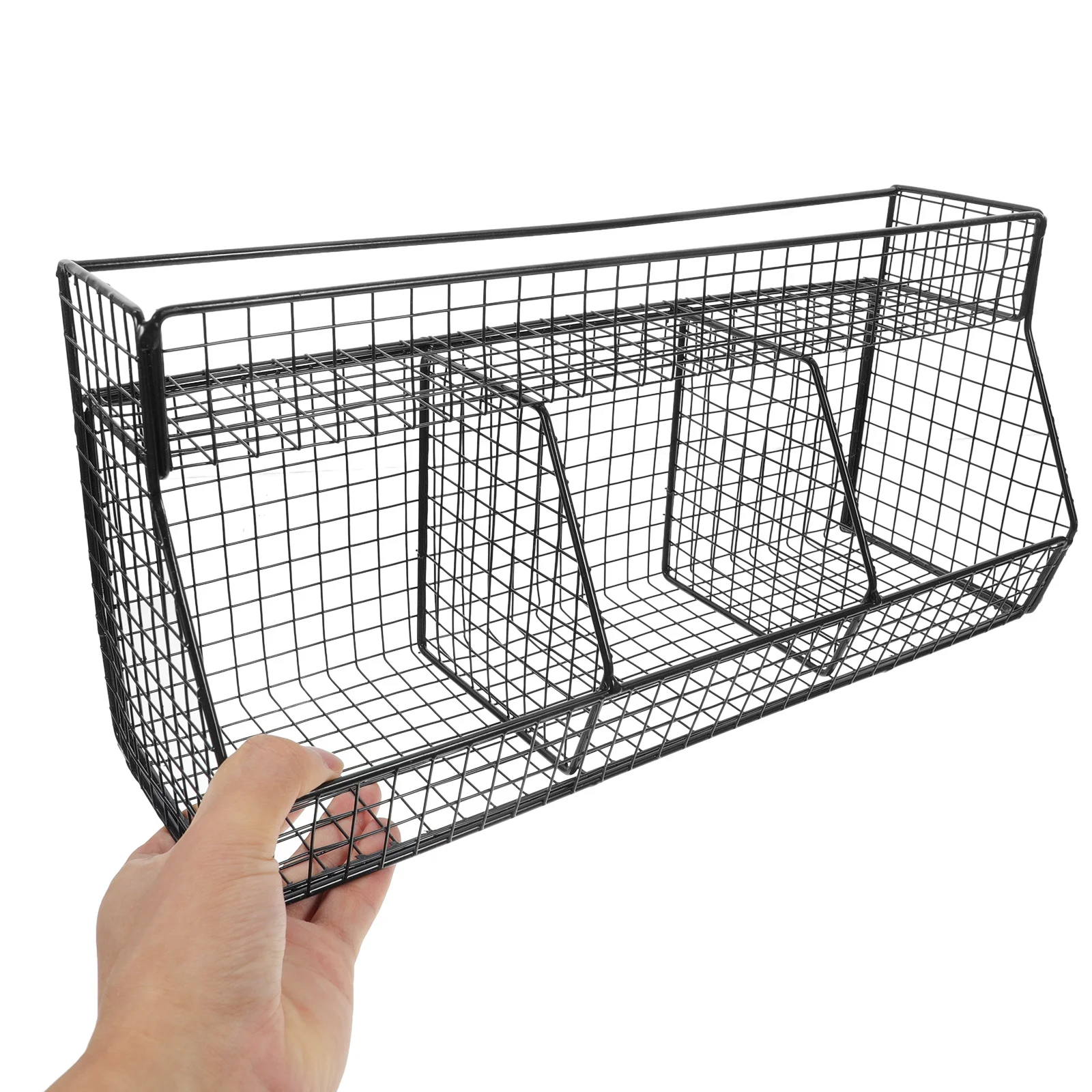 

Kitchen Storage Basket Wall Mount Vegetable Fruit Organizer Hollow Metal Wire Basket For Kitchen Wall Mounted Storage