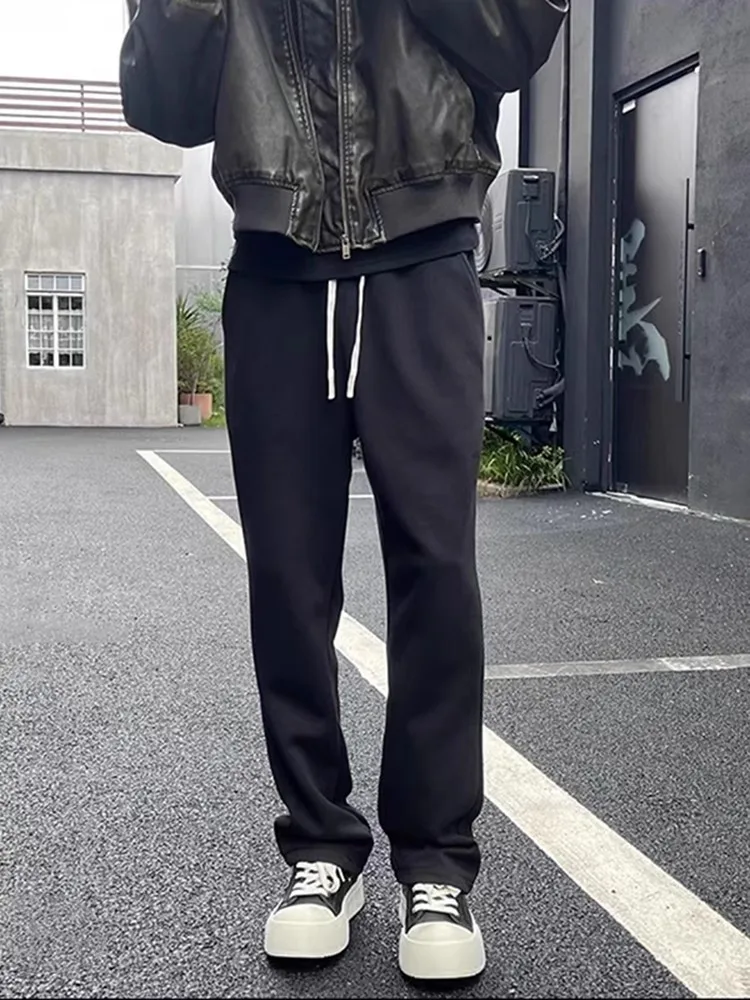 

Мужские спортивные брюки High Street Sle: расклешенные, прямые, черные, для осени и зимы, повседневные, приталенные, для похудения