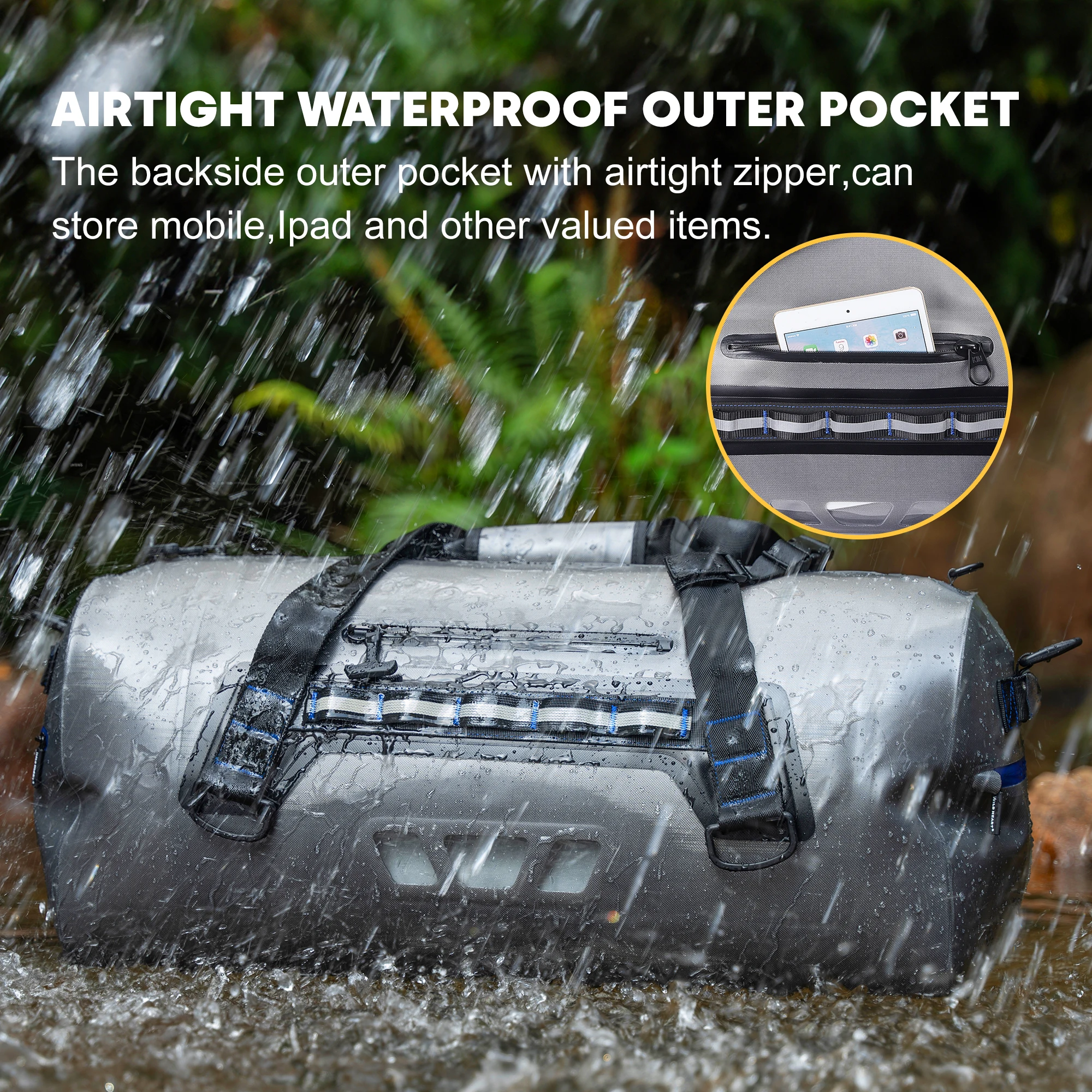 

WILD HEART Waterproof Dry Duffel Bag Airtight 70LTPU Dry Bag for MotorcycleKayaking, Skiing, Travel, Hiking, Camping…