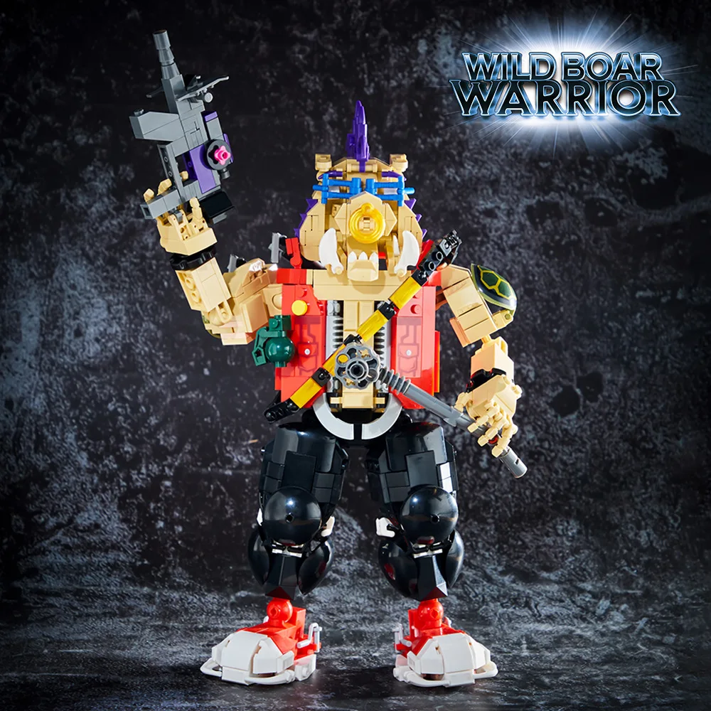 DK2030 Bizhibo Modelo de bloco de construção de homem com cara de porco, rinoceronte Ninja, tartaruga, estatueta de Mecha cibernética