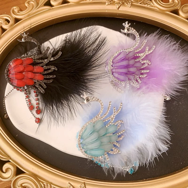 

Fancy Beads Hand MadeIns Handmade Big Swan Feather Tassel Premium Sense Diy Bead Pen Phone Chain Antique Accessories Alloy Loose