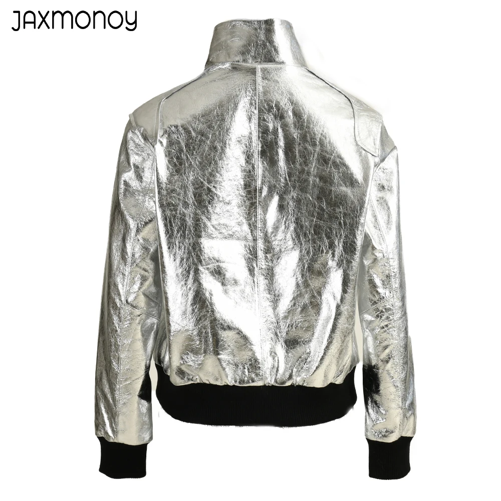 Jaxmonoy Women's Real Leather Jacket Suit 2023 New Ladies Sheepskin Coat Fashion Genuine Leather Sports Suit Full Sleeves Female