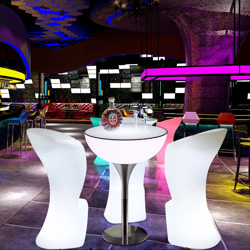 Modern Adjustable High Table LED Lighting Cocktail Bar Furniture for Home Club Events Weddings Outdoor Spaces Rustic