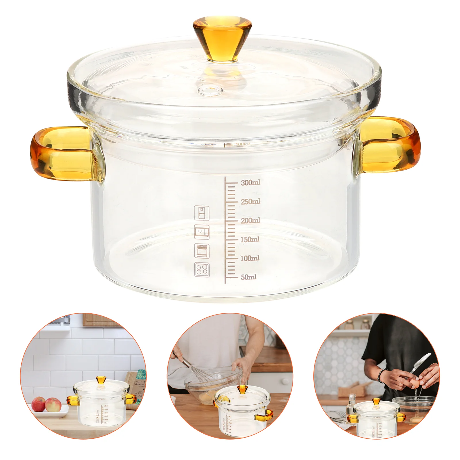 

Clear Container with Lid Glass Steamed Egg Bowl Tableware Multifunctional Bowls