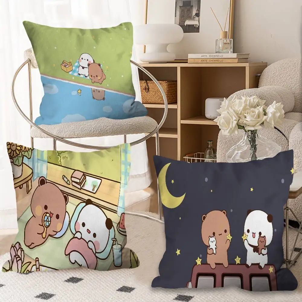 Cute Cartoon Bubududu Panda Cushion Cover Inches Farmhouse Decor Home Throw Pillow Covers for Couch Decorations
