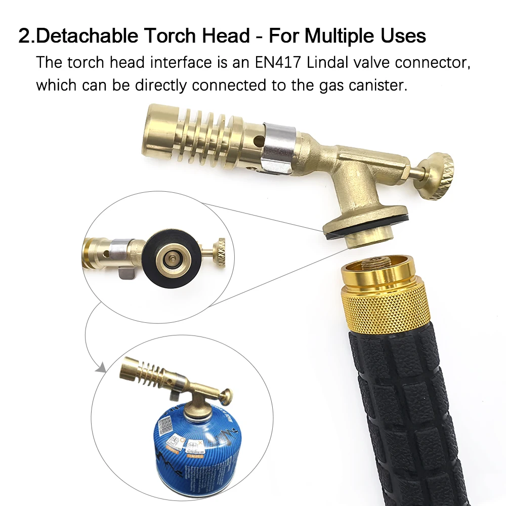 Eastern European Type Copper Aluminum Gas Welding Torch Gold Silver Smelting LPG Torch With W21.8 x 1/14 LH Threaded Adaptor