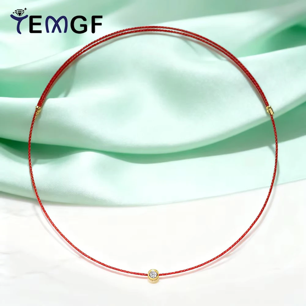 

TEMGF Certified 4mm Moissanite Bubble Necklaces for Women Trendy Double-layer Rope Chain Party Simple Neck Jewelry Gifts