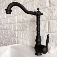Black Brass Kitchen Sink Faucet Washbasin Faucets Single Lever Cold & Hot Water Mixer Bathroom Taps Deck Mounted Lnf359