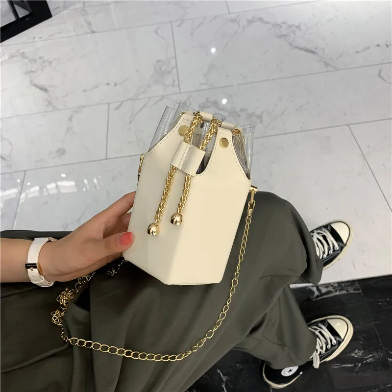 NEW Bucket Bag Phone Pouch Purse Shoulder Bag Trend Art Geometry Design All-match Solid Color PU Leather Crossbody Bag Handbag