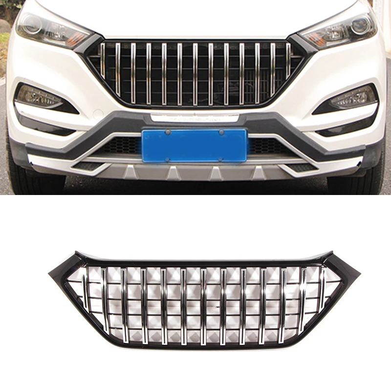 For Hyundai Tucson Front Bumper Grille Improved Diamond Grill ABS Mesh Mask Decorative Cover Refit Accessories 2015 2016 2017 18