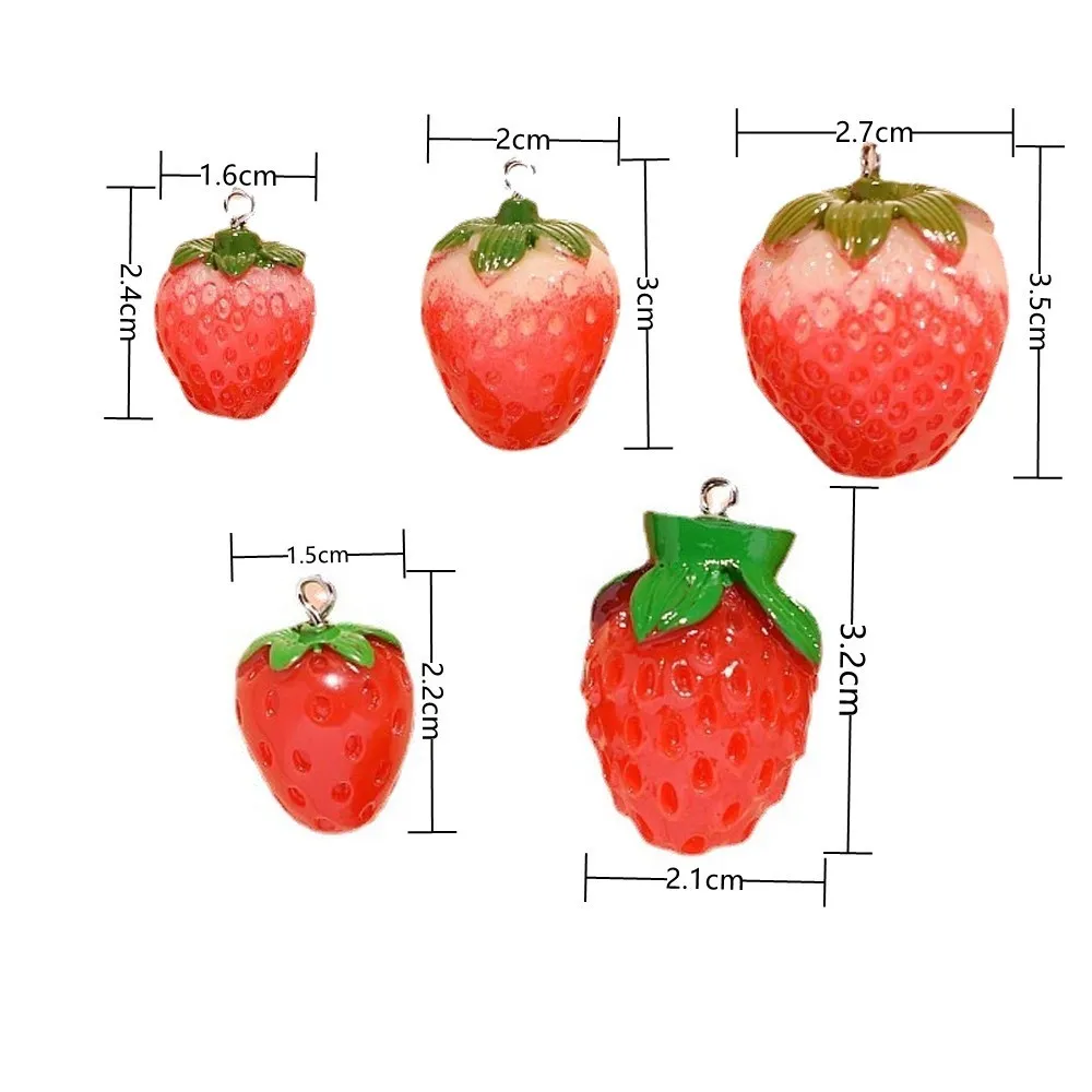 イチゴのフルーツレジンペンダント,日曜大工の吊り飾り,クリスマスイヤリング,ブレスレット,ネックレス,ジュエリーアクセサリー,5-10個