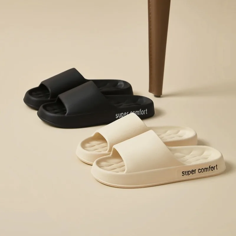 รองเท้าแตะพื้นหนานุ่มสำหรับผู้ชาย รองเท้าแตะแบบสวมพื้นนุ่มสบายสำหรับผู้หญิง รองเท้าแตะชายหาดฤดูร้อนกันลื่น รองเท้าแตะสำหรับห้องน้ำ