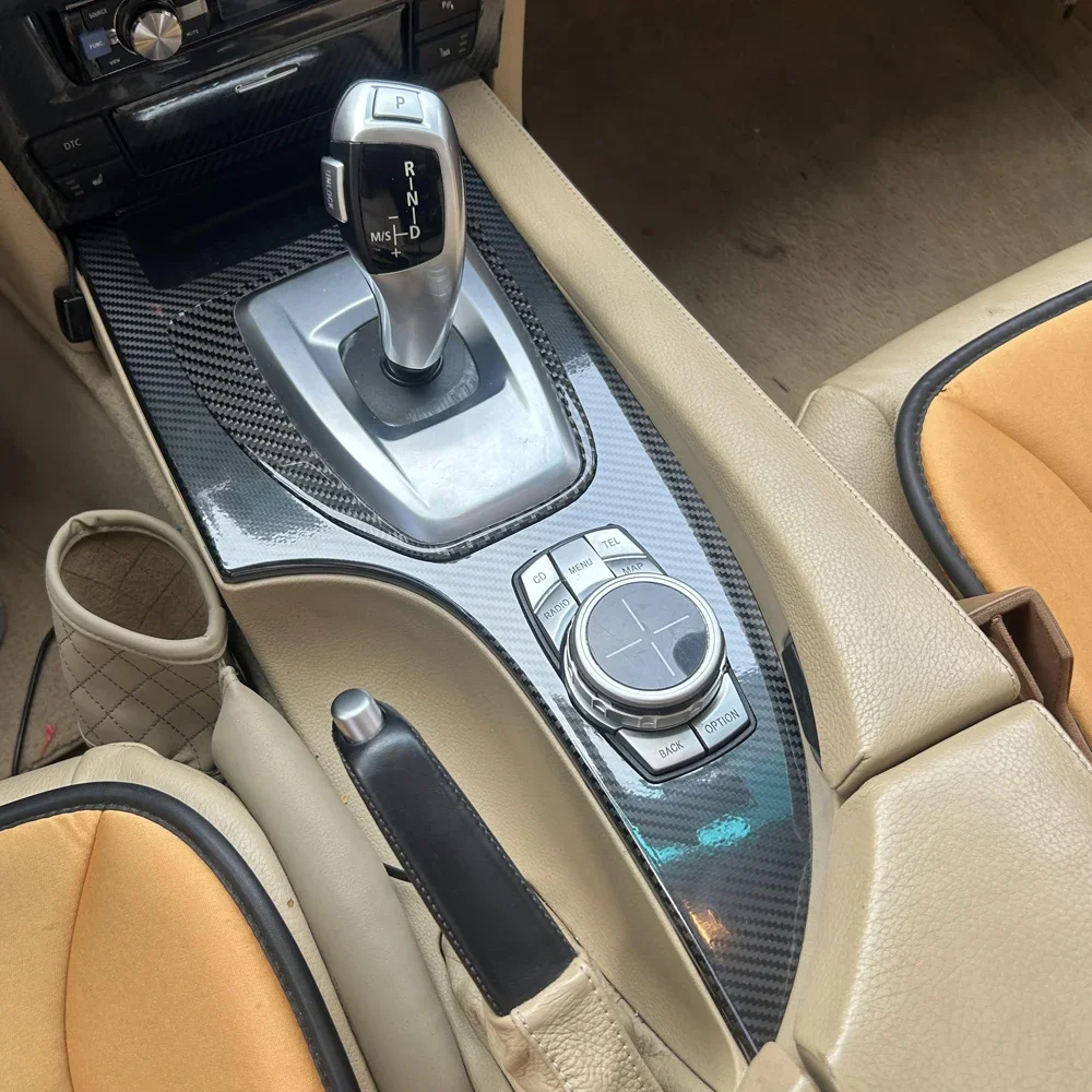 Carbon Fiber For BMW 5 Series E60 E61 05-10 Car Film Interior Sticker Center Console Gear Dashboard Air Door Handle Lift Panel