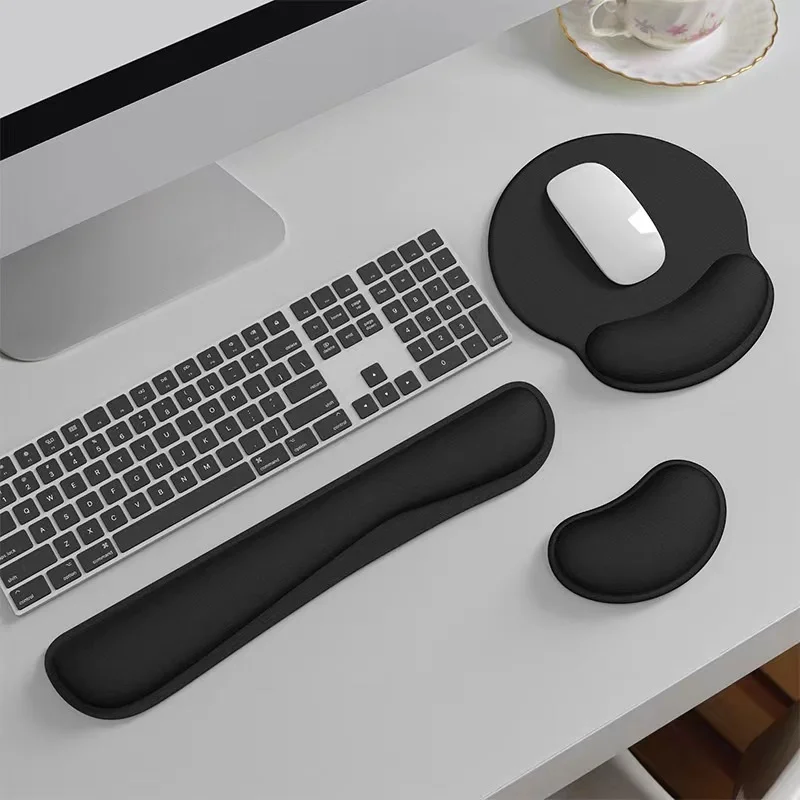 Foam Wrist Rest Mouse Pad Keyboard Pad Set 3-in-1 Non-Slip Desk Mat Office Gaming Ergonomic