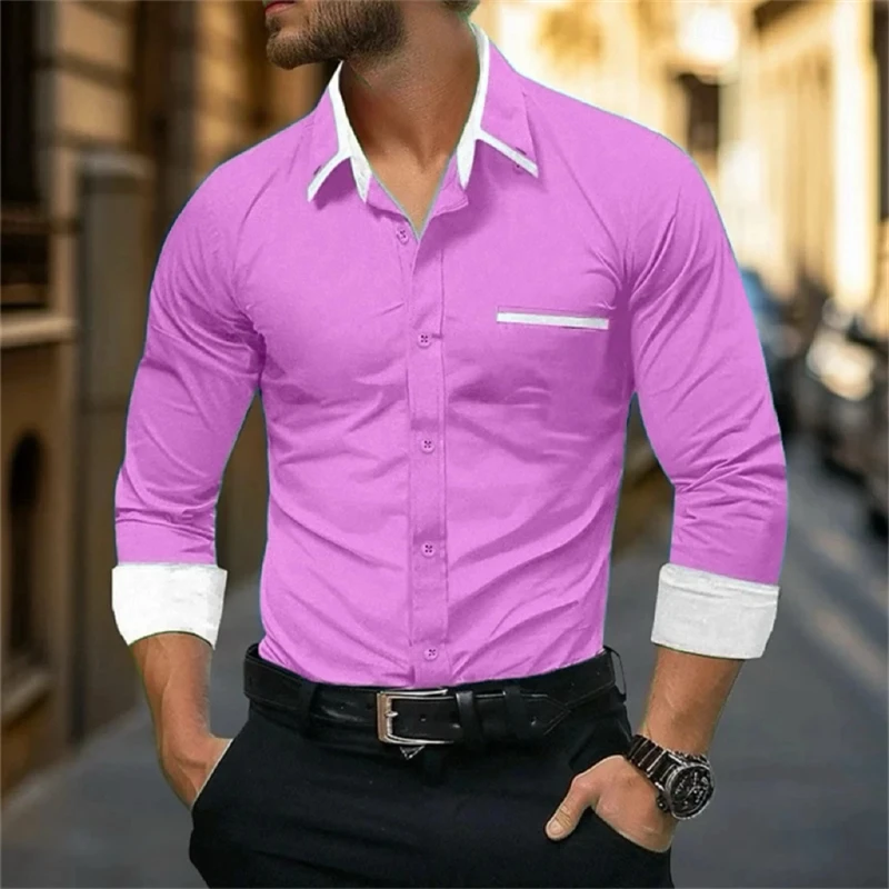 

16-color men's casual shirt comfortable and fashionable outdoor street long-sleeved top XS-6XL soft fabric fast delivery