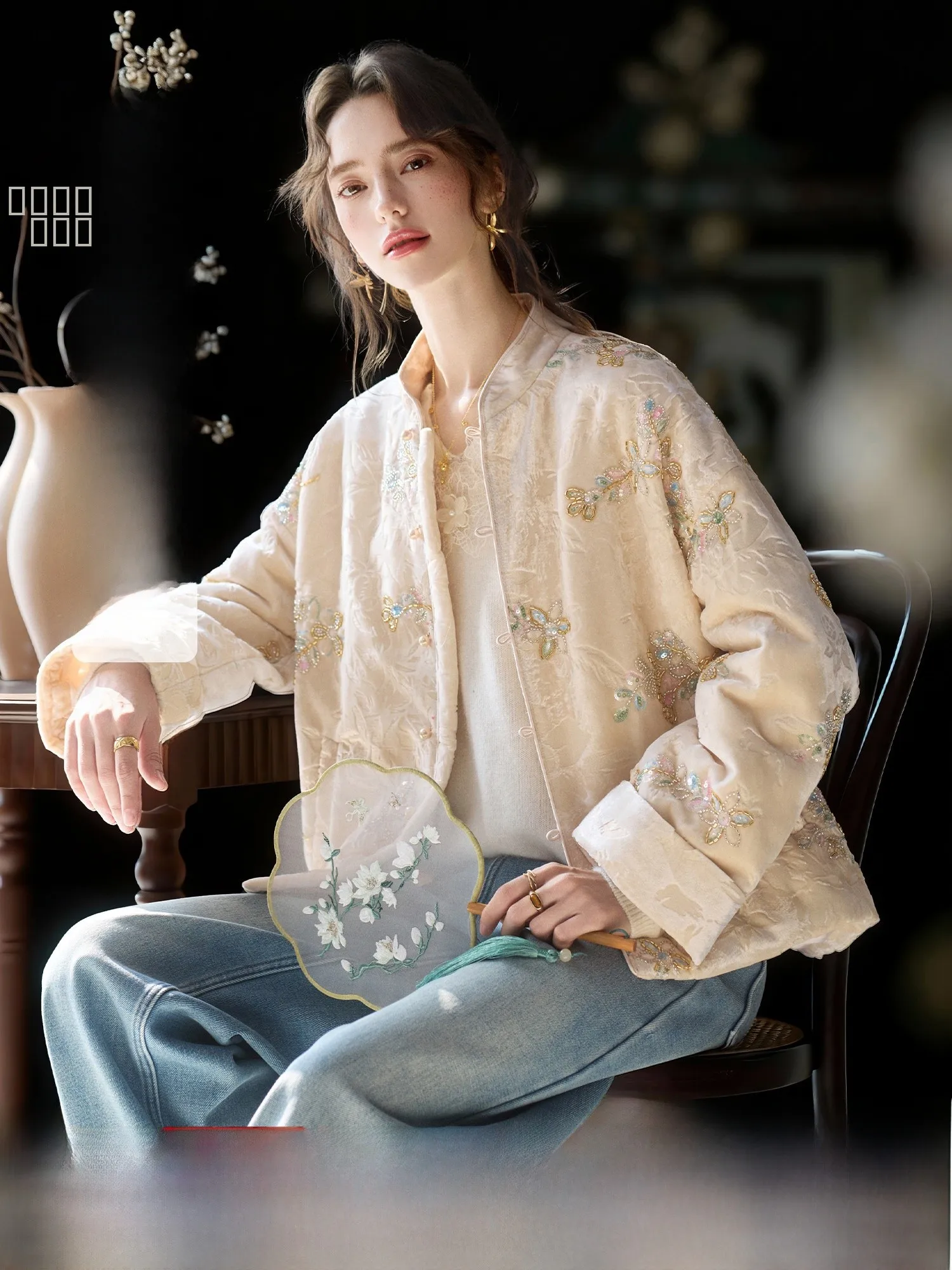 

New Chinese Sle Thiened Velvet Women's Cotton Jaet round Ne Long Sve GYAB05-A Pumpkin Valley Yu Zen Xiang