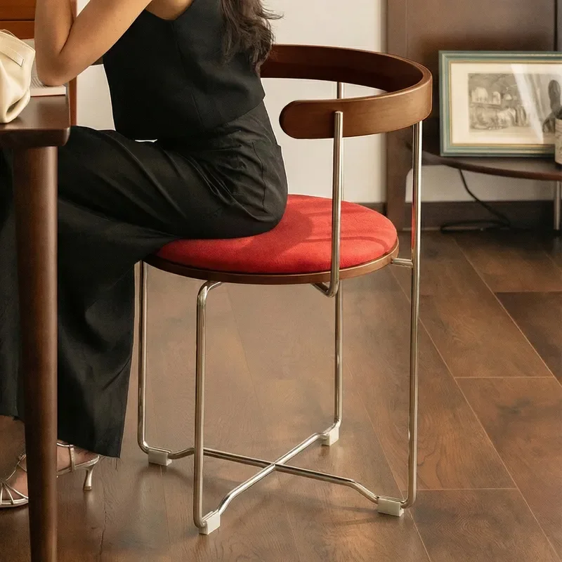 Vintage Folding Chair for Small Apartment Dining Room Simple Backrest Seat Home Leisure Furniture Restaurant Homestay Decor