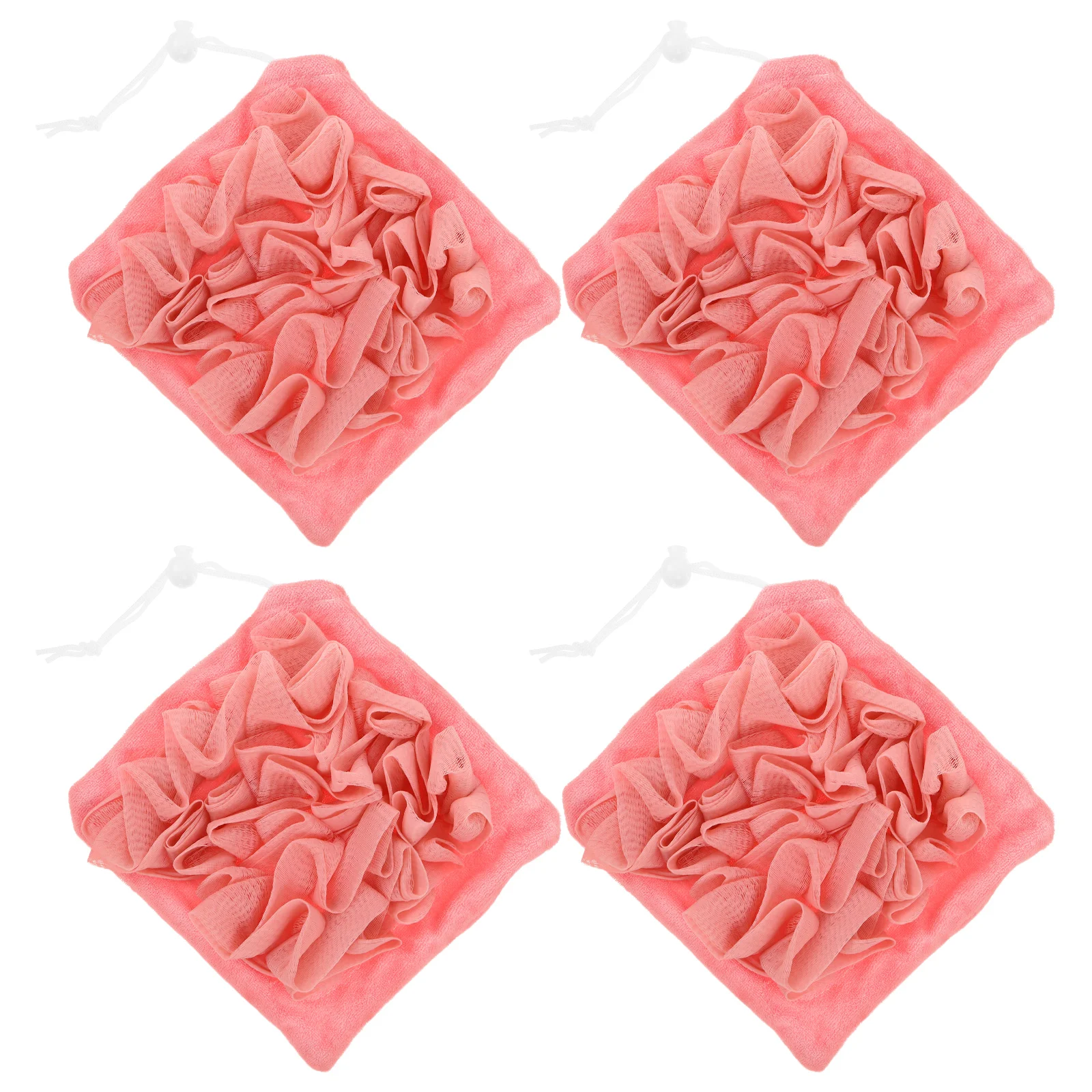 

4pcs Body Sponge Orange Mesh Pouf Exfoliator Loofah Bath Shower Sponge For Women Men - Soap Net, Shower Scrubber, Bath Foaming