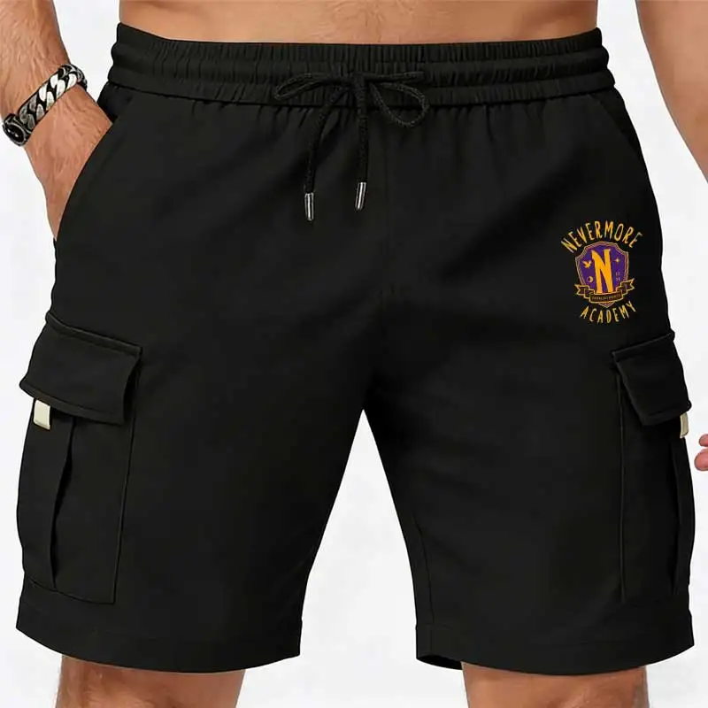 New Men's Cargo Shorts Summer Printed Shorts Elastic Waist Large Size Outdoor Jogging Sweatpants Trend Multi Pockets Men Clothes