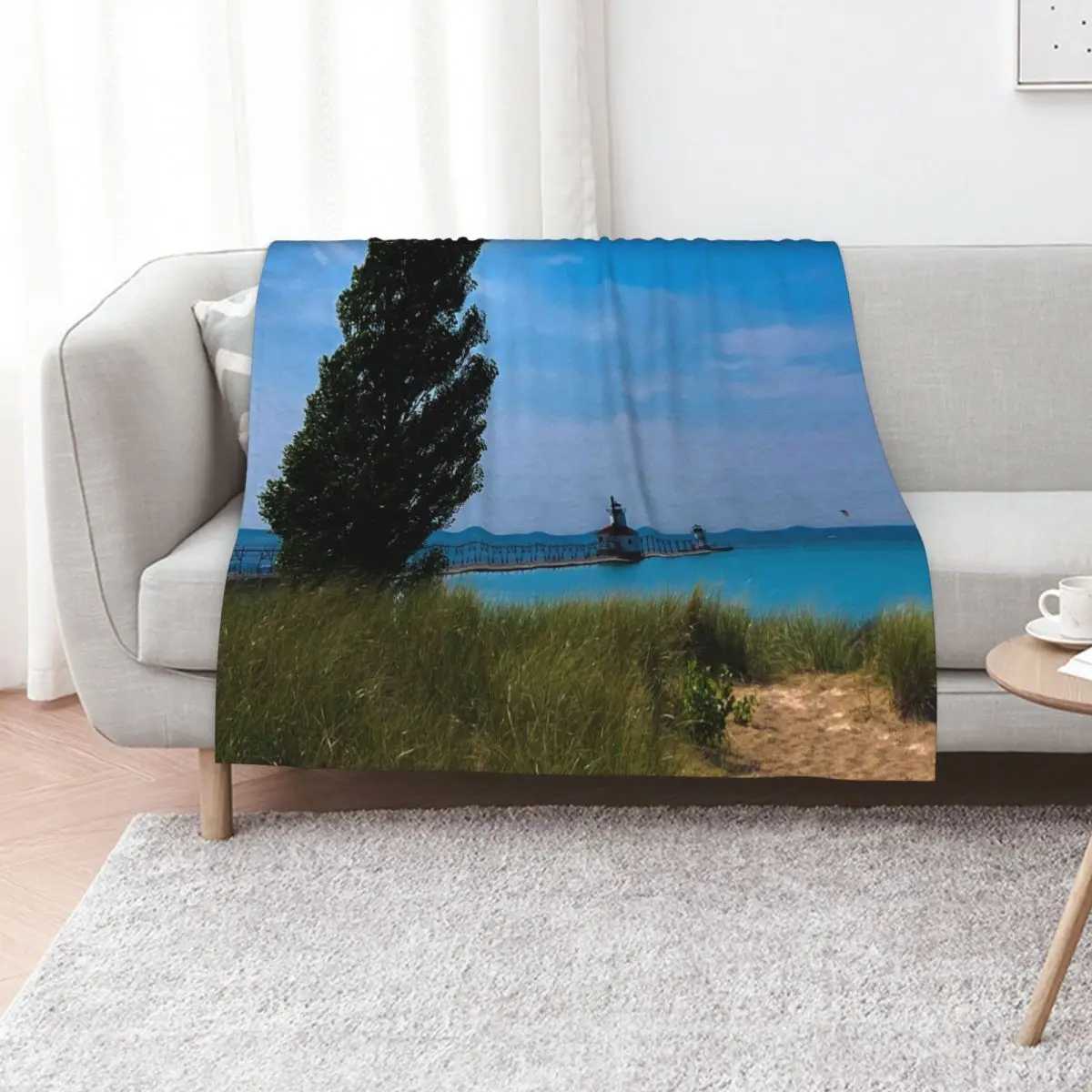 St. Joseph Lighthouse Throw Blanket Travel Size Cozy Blanket for Plane Train