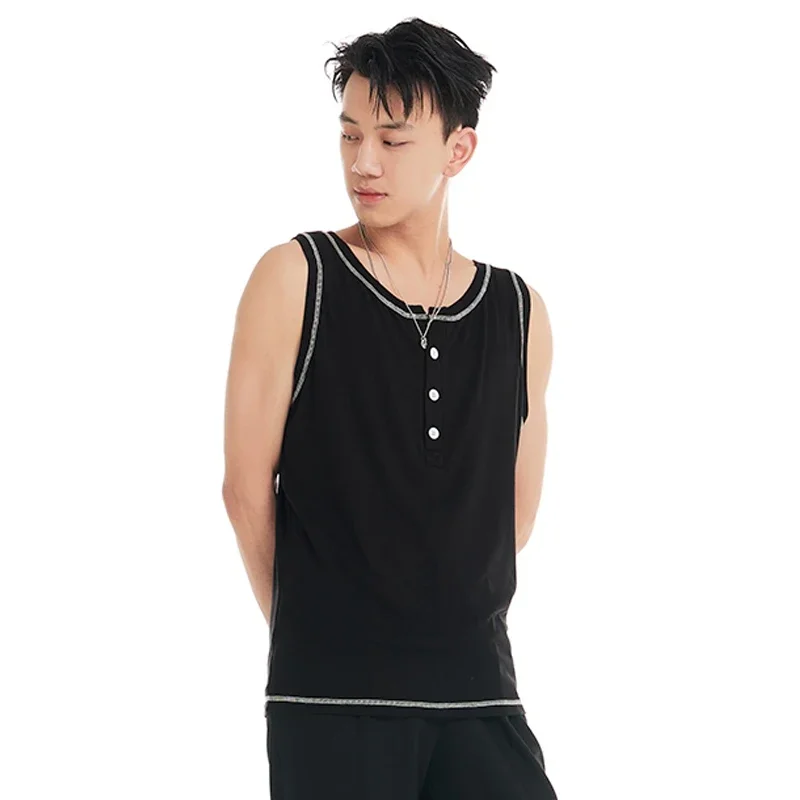 

New Waltz Modern Dancing Tops Male Black Latin Dance Vest Men Samba Latin Dance Top Ballroom Dance Practice Clothes SL12828