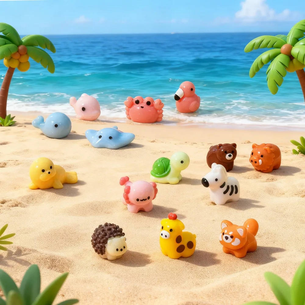 10/20 Stück Zufällig Gemischte Niedliche Mini-Harz-Tierfiguren Mikro-Landschaft Desktop Auto-Deko DIY Bastelbedarf