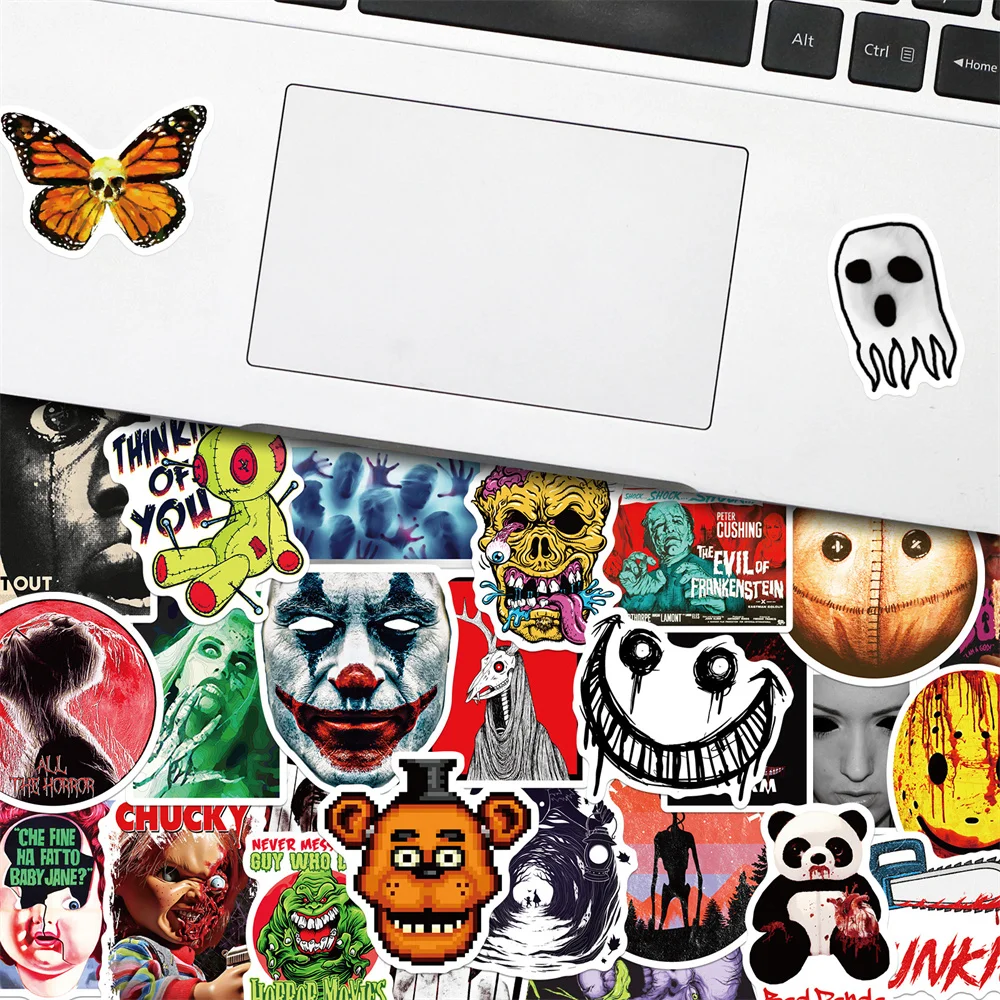 10/30/50PCS Black and White Stickers Series Creative Horror Image Graffiti Luggage Laptop iPad Phone Guitar Decoration Wholesale