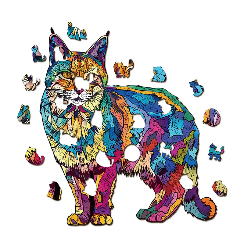 

108/160 шт. пазл с изображением кота, нерегулярный деревянный пазл в форме кошки, игра для снятия стресса, подарки на день рождения, Рождество, забавные развивающие игрушки