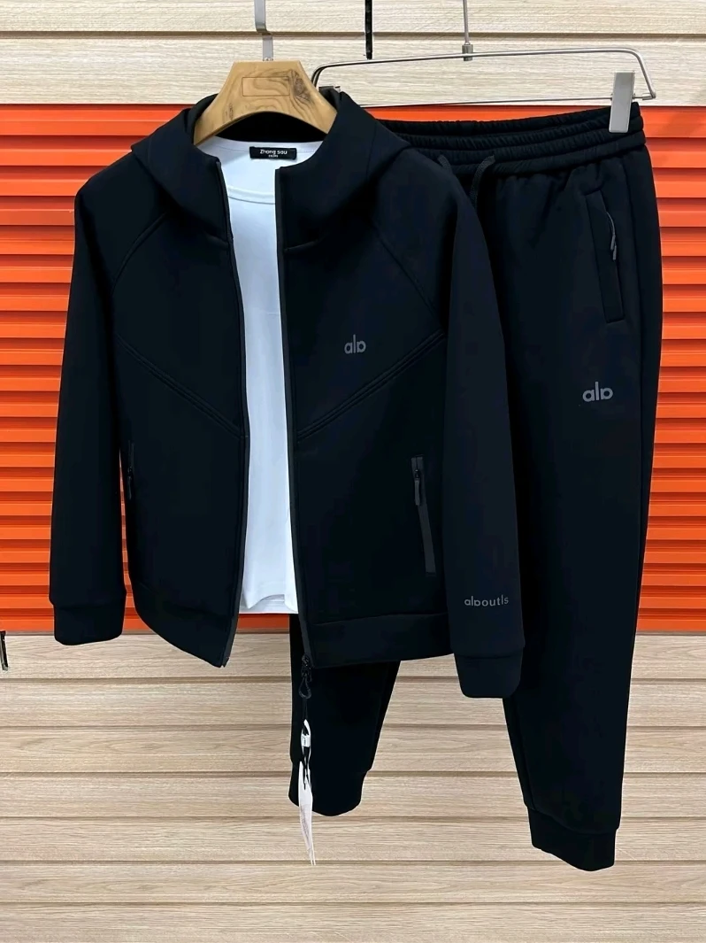 

New Spring Autumn Casual Sportswear Set Two-Piece Stand Collar Hooded Ele Trendy High-End Versatile Long Sve Pants